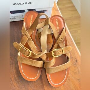 Veronica Beard Hazelnut Suede Strappy Leather Sandals Size 8